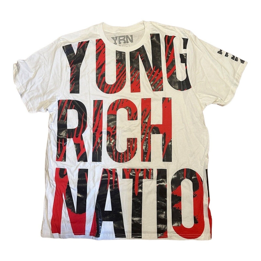 NWOT Yung Rich Nation YRN Mens 2XL Graphic T-Shirt White‎ Red Black Cotton USA
